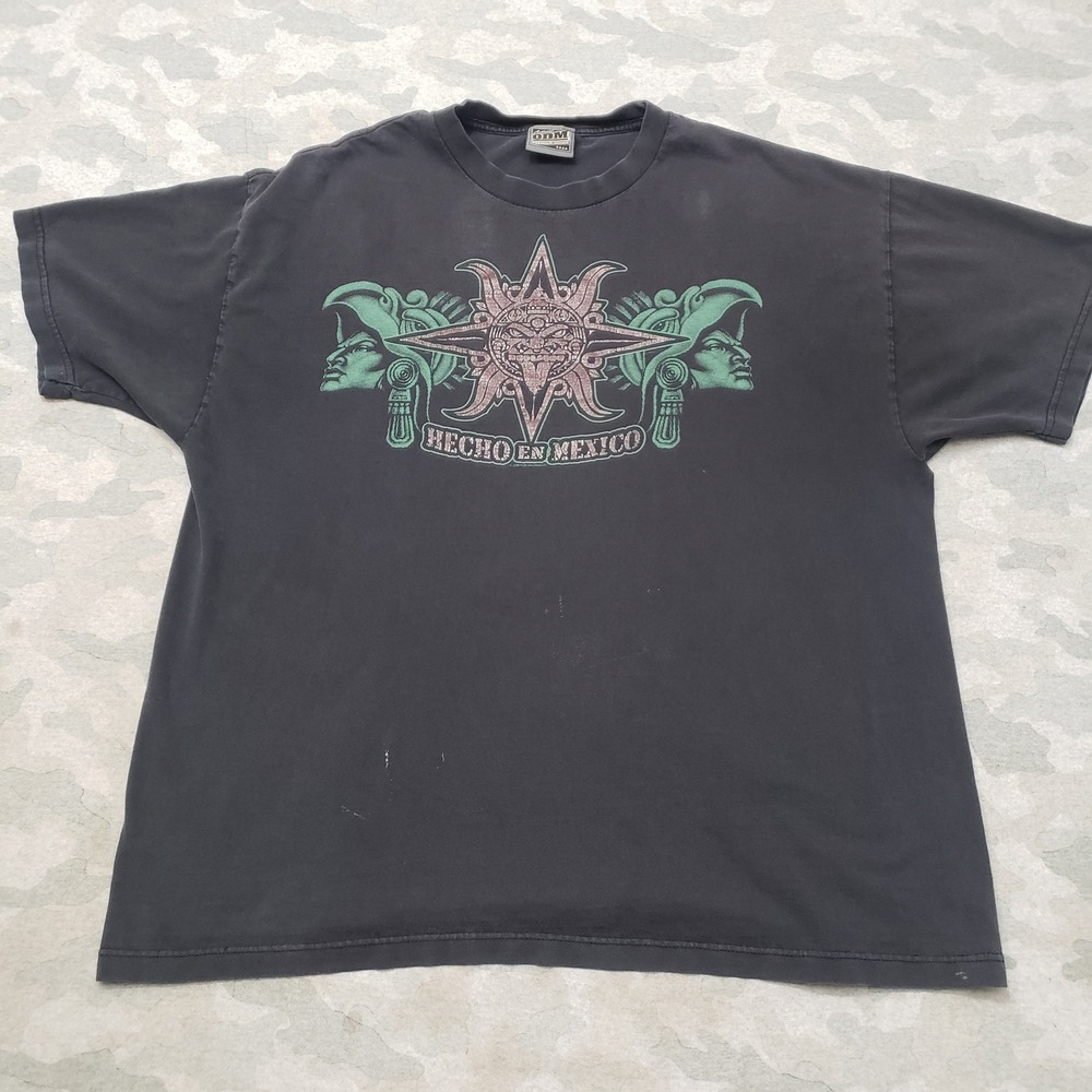 Vintage ODM Shirt Mens 2XL Black Y2k Made In Mexico Short Sleeve